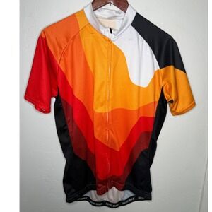 Zero Bike Mens Cycling Jersey XL Orange Red Abstract Short Sleeve Full Zip Top